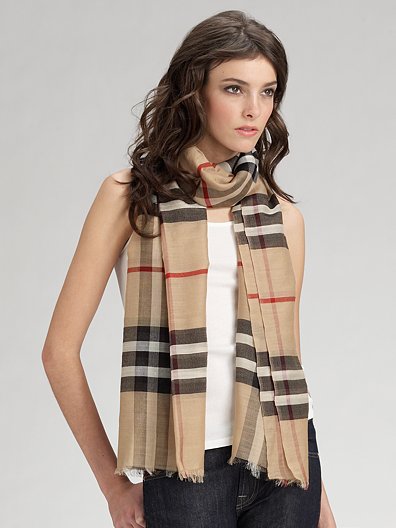 Burberry Gauze Giant Check Scarf A01