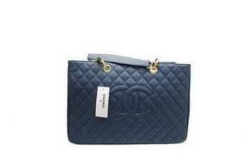 Chanel A37001 GST Dark Blue Caviar Leather Large Coco Shopper Bag Gold