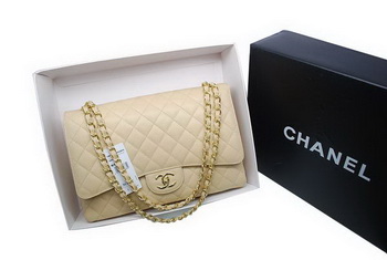 Chanel Maxi Double Flaps Bag A36098 Apricot Original Caviar Leather Gold