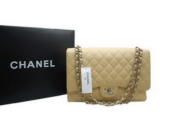 Chanel Maxi Double Flaps Bag A36098 Apricot Original Caviar Leather Silver