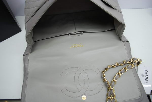 Chanel Maxi Double Flaps Bag A36098 Grey Original Caviar Leather Gold
