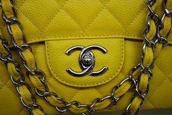 Chanel Maxi Double Flaps Bag A36098 Lemon Original Caviar Leather Silver