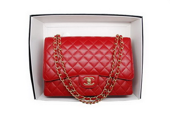 Chanel Maxi Double Flaps Bag A36098 Red Original Caviar Leather Gold