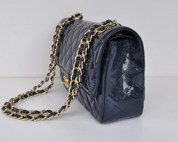 buy Cheap Chanel 2.55 Series Royalblue Patent Leather Flap Bag Gold Hardware