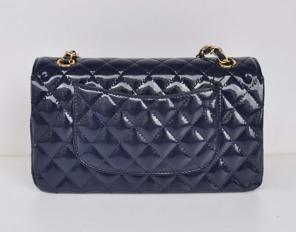 buy Cheap Chanel 2.55 Series Royalblue Patent Leather Flap Bag Gold Hardware