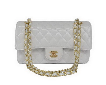 buy Cheap Chanel 2.55 Series White Patent Leather Flap Bag Gold Hardware