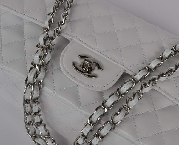 buy Cheap Chanel 2.55 Series White Patent Leather Flap Bag Silver Hardware