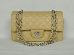 Chanel Classic Flap Bag 1112 Apricot Leather Silver Hardware