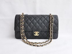 Chanel Classic 2.55 Series Black Caviar Golden Chain Quilted Flap Bag 1113