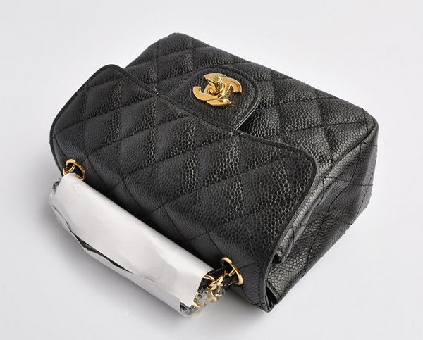 Chanel Classic Black Caviar Golden Chain Quilted Flap Bag