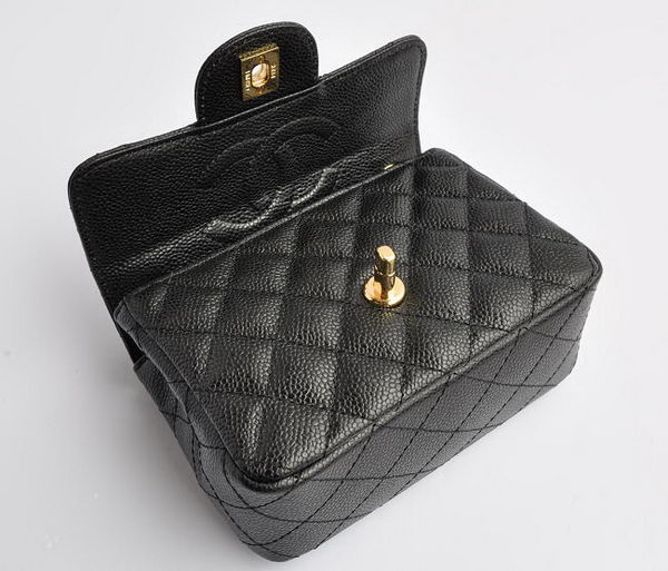 Chanel Classic Black Caviar Golden Chain Quilted Flap Bag