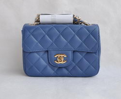 Chanel Classic Blue Lambskin Golden Chain Quilted Flap Bag 1115