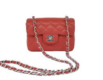 Cheap Chanel Classic mini Flap Bag 1115 Red Leather Silver Hardware