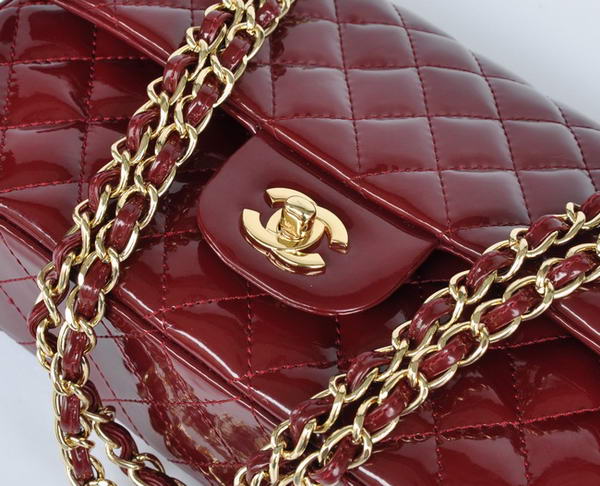 Cheap Chanel 2.55 Series Flap Bag 1112 Maroon Patent Leather Golden Hardware