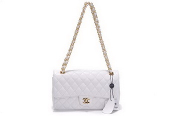 Cheap Chanel 2.55 Series Flap Bag 1112 White Patent Leather Golden Hardware