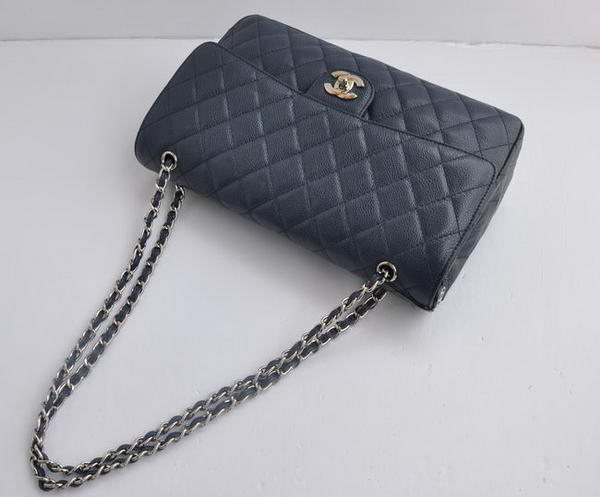 Cheap Chanel 2.55 Series Flap Bag 1113 Blue Leather Silver Hardware