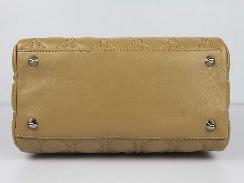 Christian Dior Lambskin Bags Lady Dior Bag CAL44550 Beige Silver