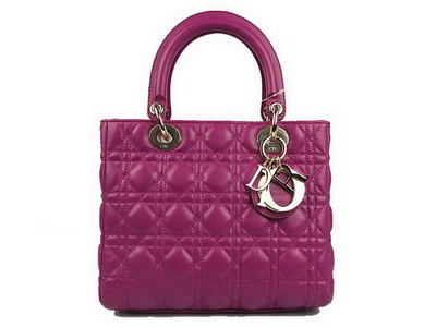 Christian Dior Lambskin Bags Lady Dior Bag CAL44550 Purple Golden