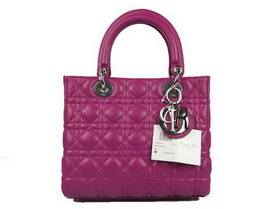 Christian Dior Lambskin Bags Lady Dior Bag CAL44550 Purple Silver