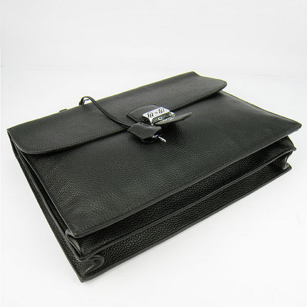 Hermes Sac Depeche 38cm Briefcase Clemence Black