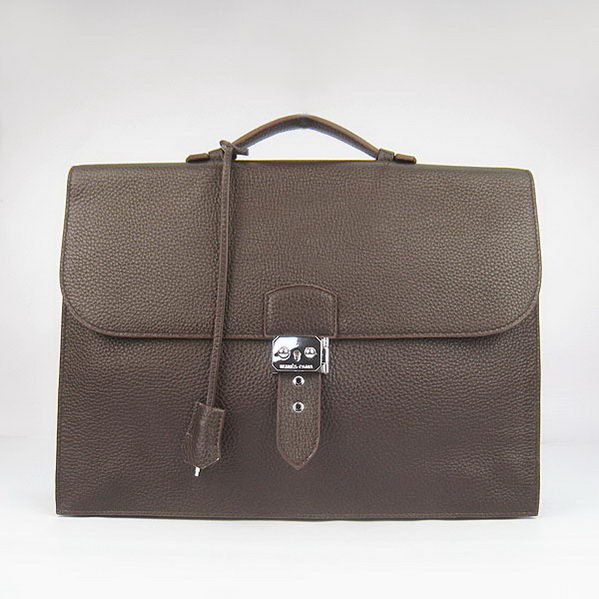 Hermes Sac Depeche 38cm Briefcase Clemence Brown