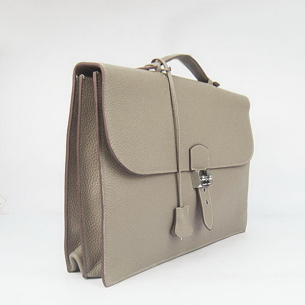 Hermes Sac Depeche 38cm Briefcase Clemence Grey