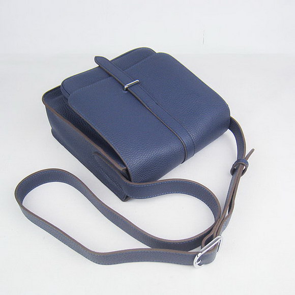 Hermes Deep-Blue Cow Leather Messenger Bags H2811