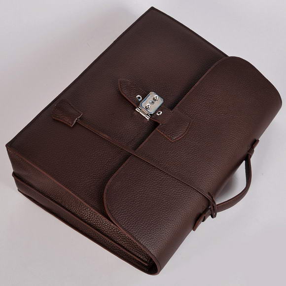 Hermes Sac Depeche 38cm Briefcase Clemence Brown