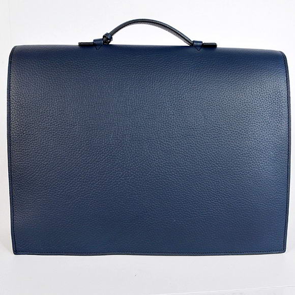 Hermes Sac Depeche 38cm Briefcase Clemence Dark Blue