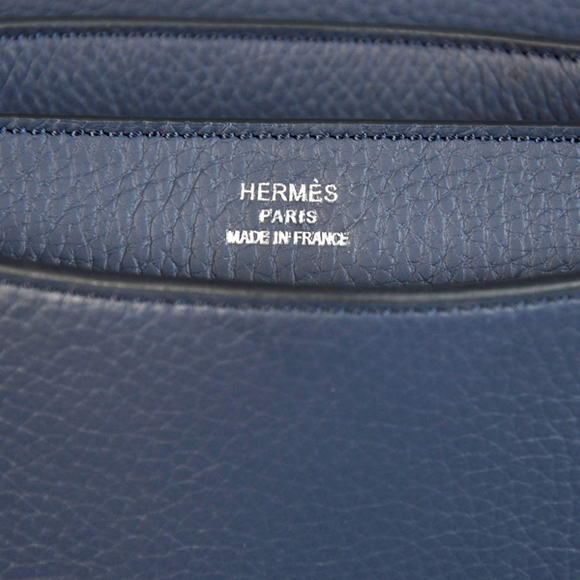 Hermes Sac Depeche 38cm Briefcase Clemence Dark Blue