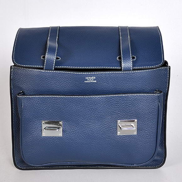 Hermes Steve 32CM Mens Bag Clemence Dark Blue