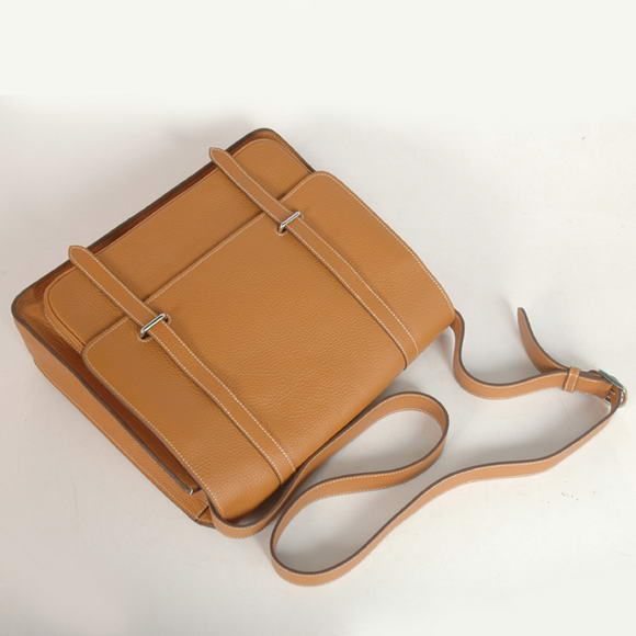 Hermes Steve 35CM Messenger Bag Clemence Leather Camel