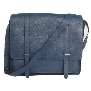 Hermes Steve 35CM Messenger Bag Clemence Leather Dark Blue