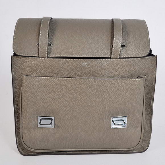 Hermes Steve 35CM Messenger Bag Clemence Leather Grey