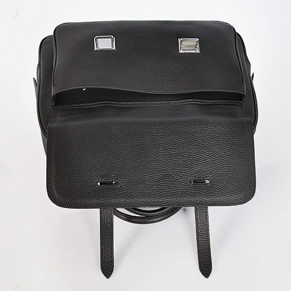 Hermes Steve 38CM Travel Bag Clemence Leather Black