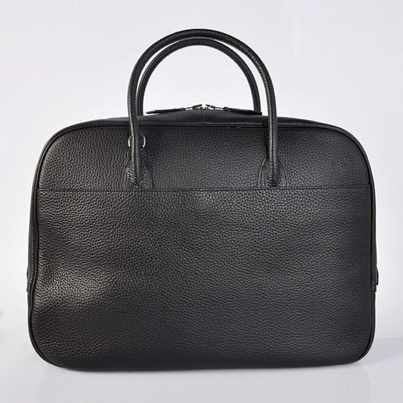 Hermes Steve 38CM Travel Bag Clemence Leather Black