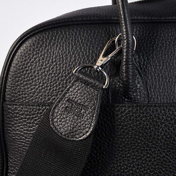 Hermes Steve 38CM Travel Bag Clemence Leather Black