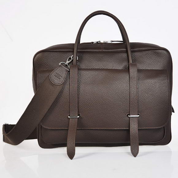 Hermes Steve 38CM Travel Bag Clemence Leather Brown