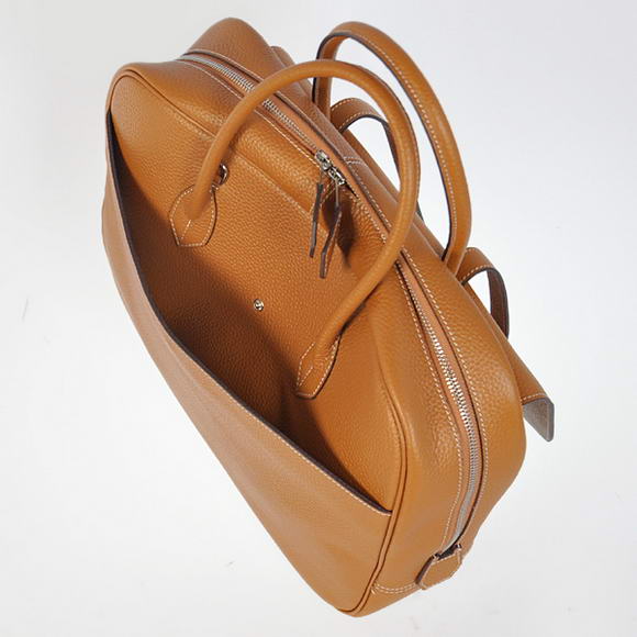 Hermes Steve 38CM Travel Bag Clemence Leather Camel