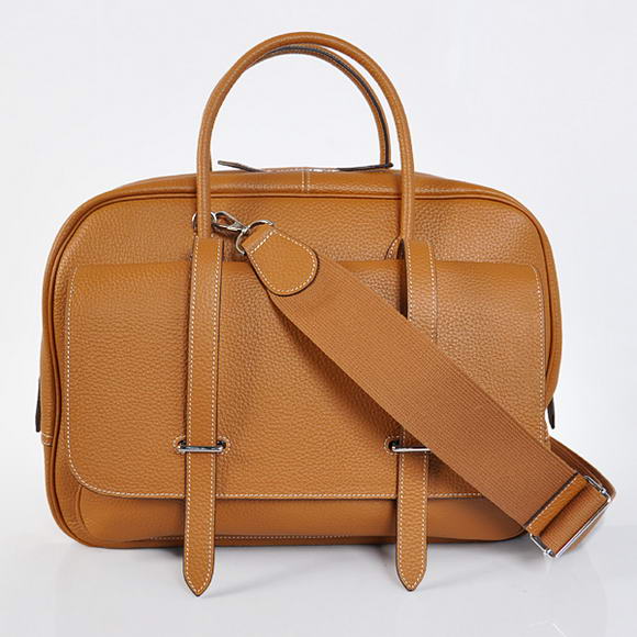 Hermes Steve 38CM Travel Bag Clemence Leather Camel