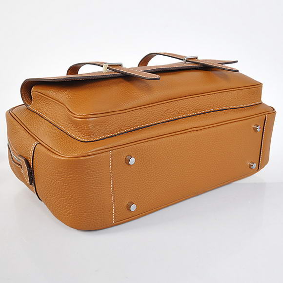 Hermes Steve 38CM Travel Bag Clemence Leather Camel