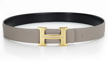 Hermes Belts Original Leather Diamond Golden Grey