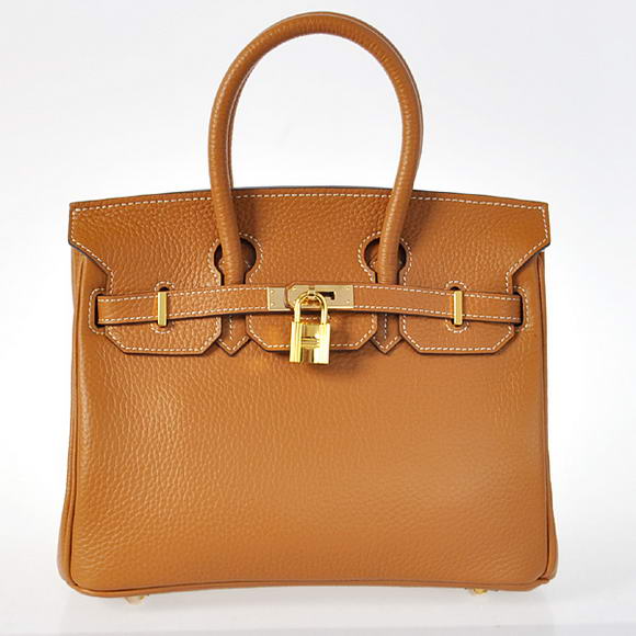 Hermes Birkin 25CM Tote Bags Togo Leather Camel Godlen