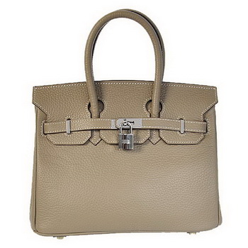 Hermes Birkin 25CM Tote Bags Togo Leather Dark Grey Silver