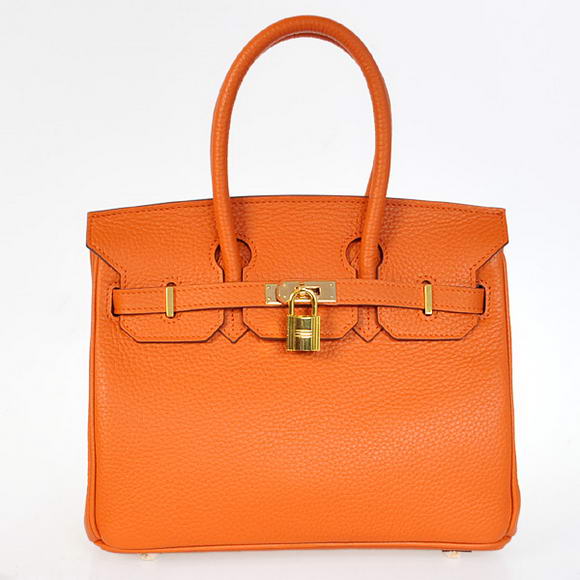 Hermes Birkin 25CM Tote Bags Togo Leather Orange Godlen