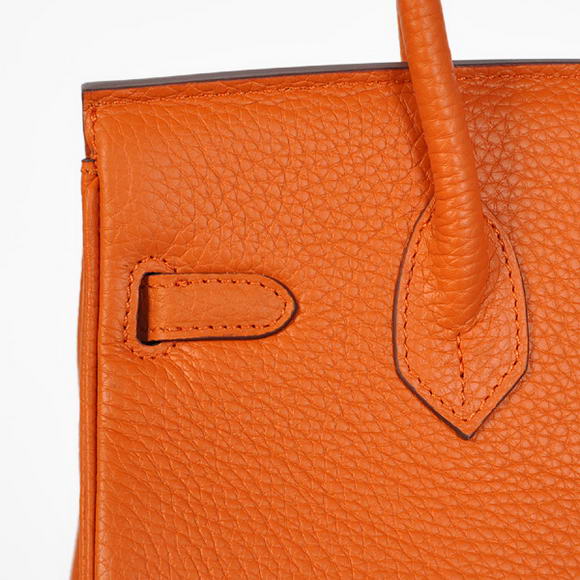 Hermes Birkin 25CM Tote Bags Togo Leather Orange Godlen