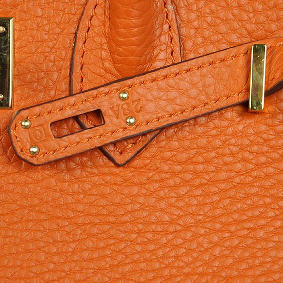 Hermes Birkin 25CM Tote Bags Togo Leather Orange Godlen