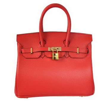 Hermes Birkin 25CM Tote Bags Togo Leather Red Godlen