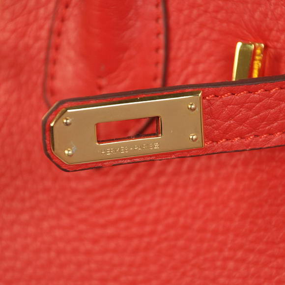 Hermes Birkin 25CM Tote Bags Togo Leather Red Godlen