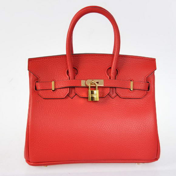 Hermes Birkin 25CM Tote Bags Togo Leather Red Godlen